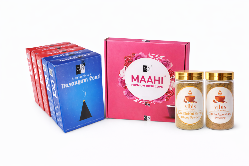 Drishti Nivarana & Dhana Akarshana Combo With Rose Cup Sambrani – Complete Protection & Prosperity Fragrance Set