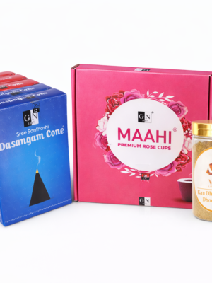 Drishti Nivarana & Dhana Akarshana Combo With Rose Cup Sambrani – Complete Protection & Prosperity Fragrance Set