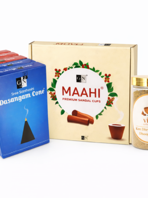 Drishti Nivarana & Dhana Akarshana Combo With Sandal Cup Sambrani – Complete Protection & Prosperity Pooja Set