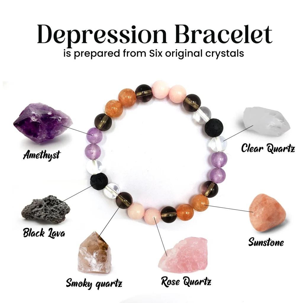 Depression Support Bracelet [8mm] [Certified] – Healing Crystal Bracelet for Emotional Balance, Calm & Positivity