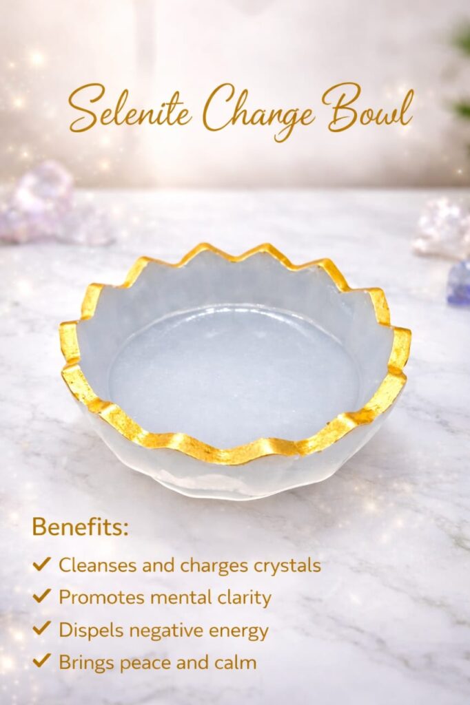 Selenite Bowl – Natural Crystal Cleansing Bowl for Energy Purification & Charging