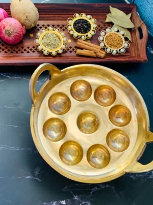 Handcrafted Bronze Paniyaram Pan – 9 Pit | Traditional Kuli Paniyaram / Appe Pan