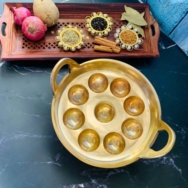 Handcrafted Bronze Paniyaram Pan – 9 Pit | Traditional Kuli Paniyaram / Appe Pan