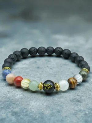 Navagraha Bracelet [Certified] [8mm] – Powerful Nine Planet Crystal Bracelet for Balance & Protection