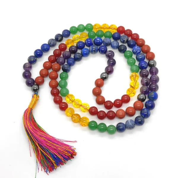 Seven Chakra Mala [8mm] [108 Beads] – Natural Healing Crystal Mala for Energy Balance & Spiritual Alignment