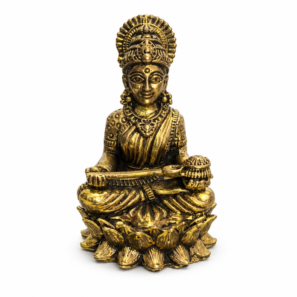 Annapoorani in Lotus Statue [Premium Brass] [2 Inch] – Divine Goddess of Nourishment & Abundance
