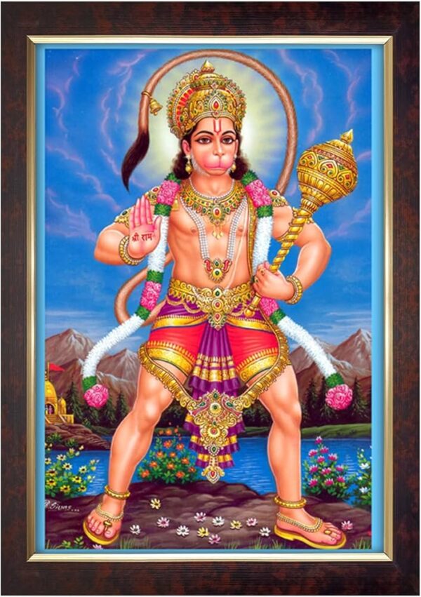 Hanuman Photoframe With Glitter Matt Finish [A4] – Divine Wall Frame for Strength, Protection & Devotion