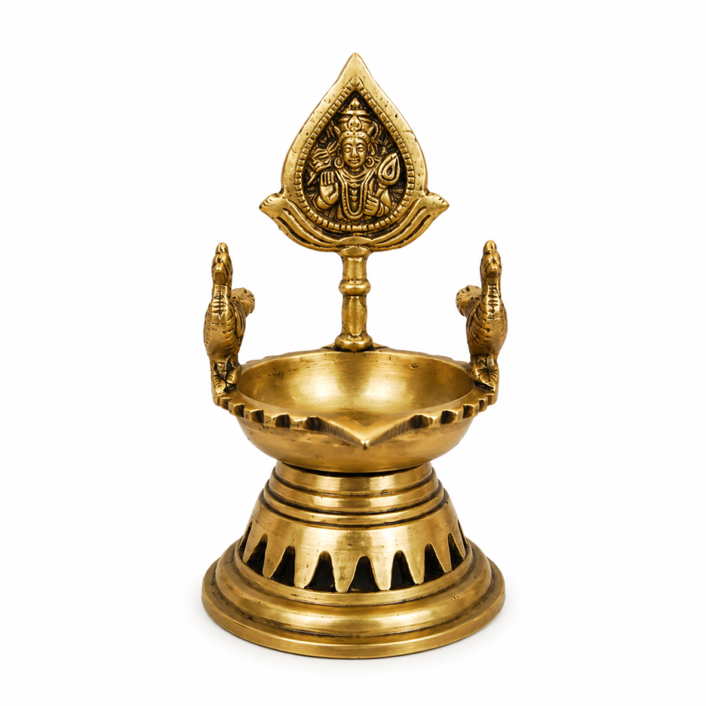 Vel Vilaku [Brass] [5 Inch] – Sacred Murugan Deepam for Protection & Divine Blessings