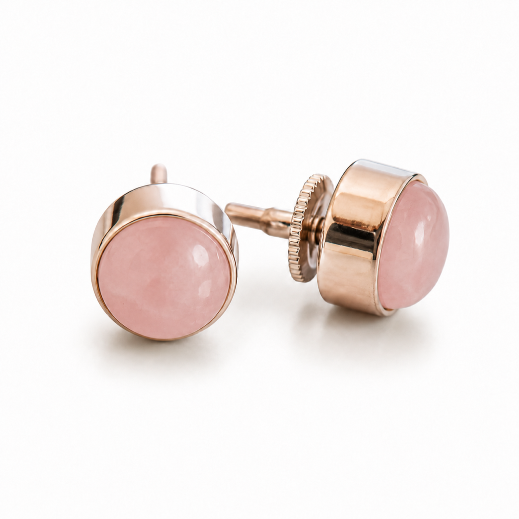 Rose Quartz Stud [Certified] [25.19 CT] – Natural Crystal Stud for Love, Harmony & Emotional Balance