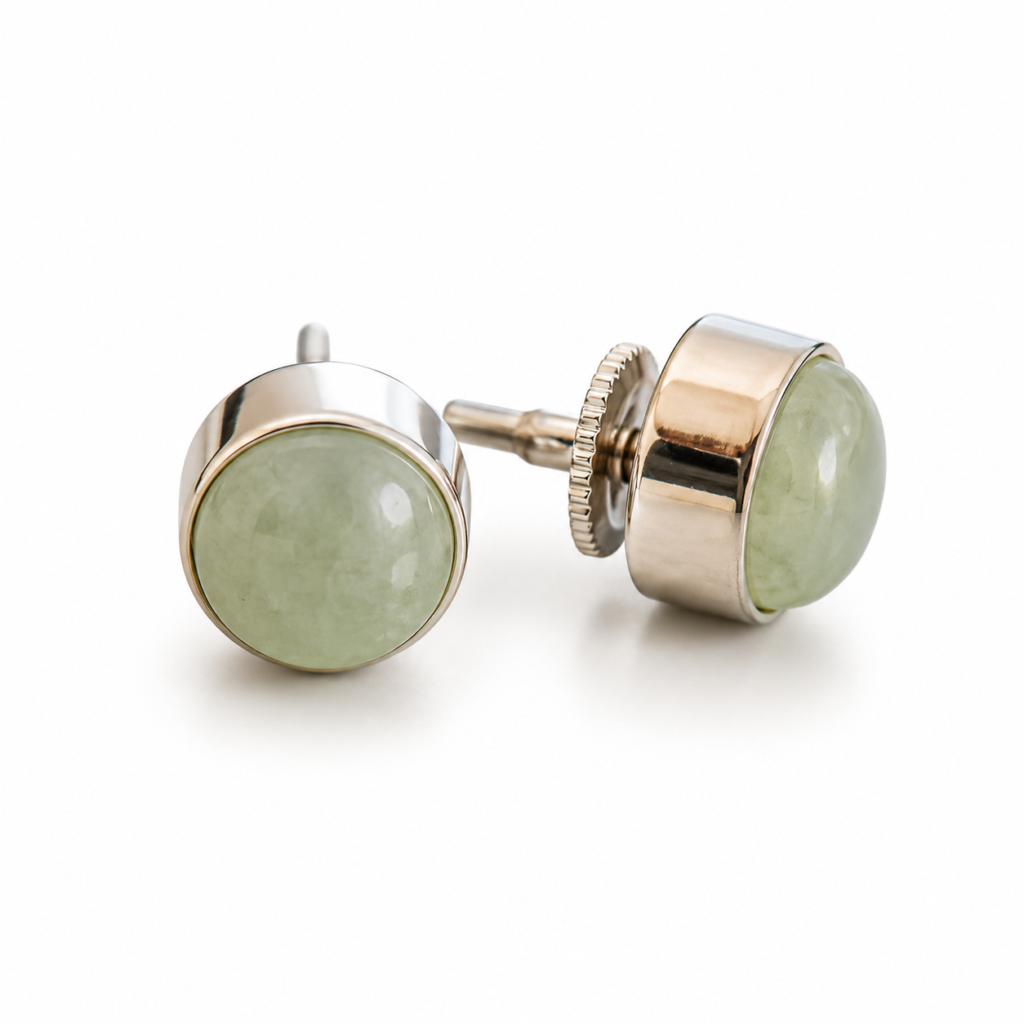 Green Aventurine Stud [Certified] [25.89 CT] – Natural Crystal Stud for Prosperity, Growth & Positive Energy