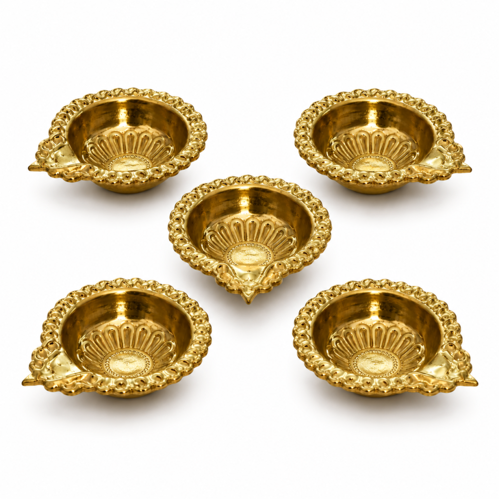 Light Weight Agal Vilaku Set of 5 [Brass]