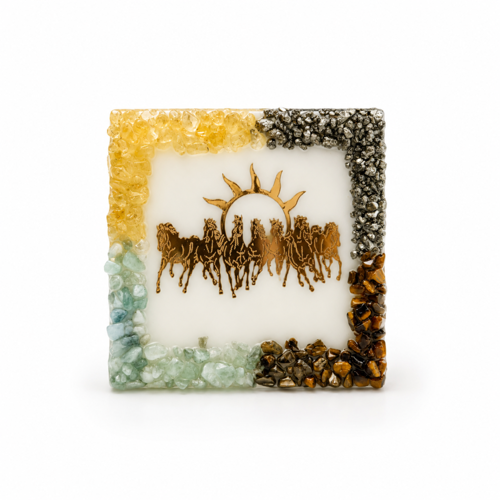 Seven Running Horses With Money Magnet Orgonite Frame [Certified]