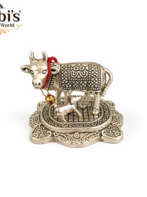 Silver Coated Kamadhenu [Brass] [2.5 Inch]
