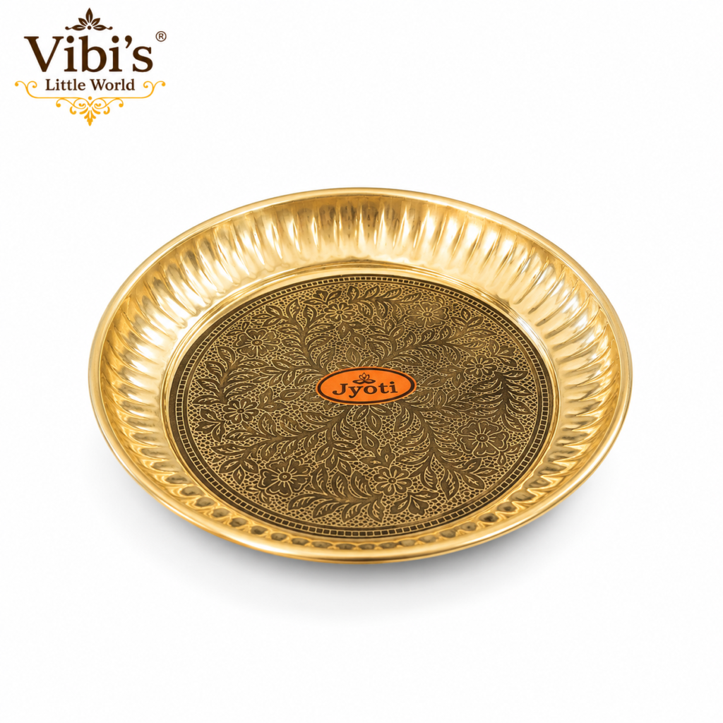 Floral Engraved Pooja Plate [5.5 Inch] [Brass]