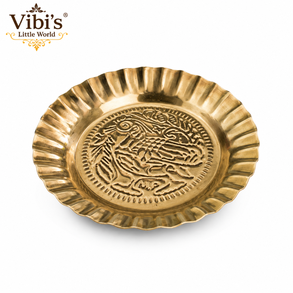 Engraved Pooja Plate [6 Inch] [Brass]