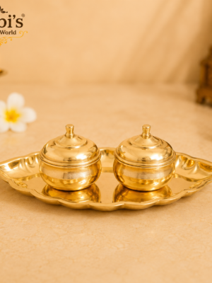 Haldi Kumkum Chimil Plate Set for Pooja [Brass]