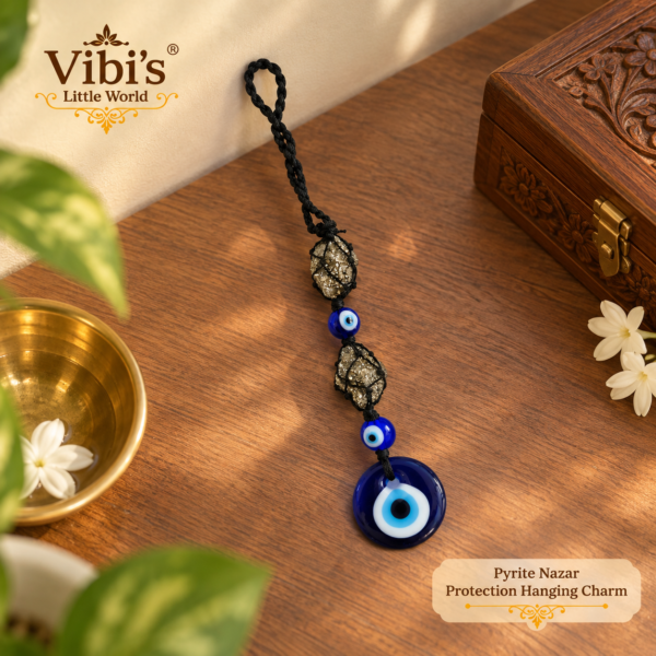 Pyrite Nazar Protection Hanging Charm with Evil Eye [Certified]