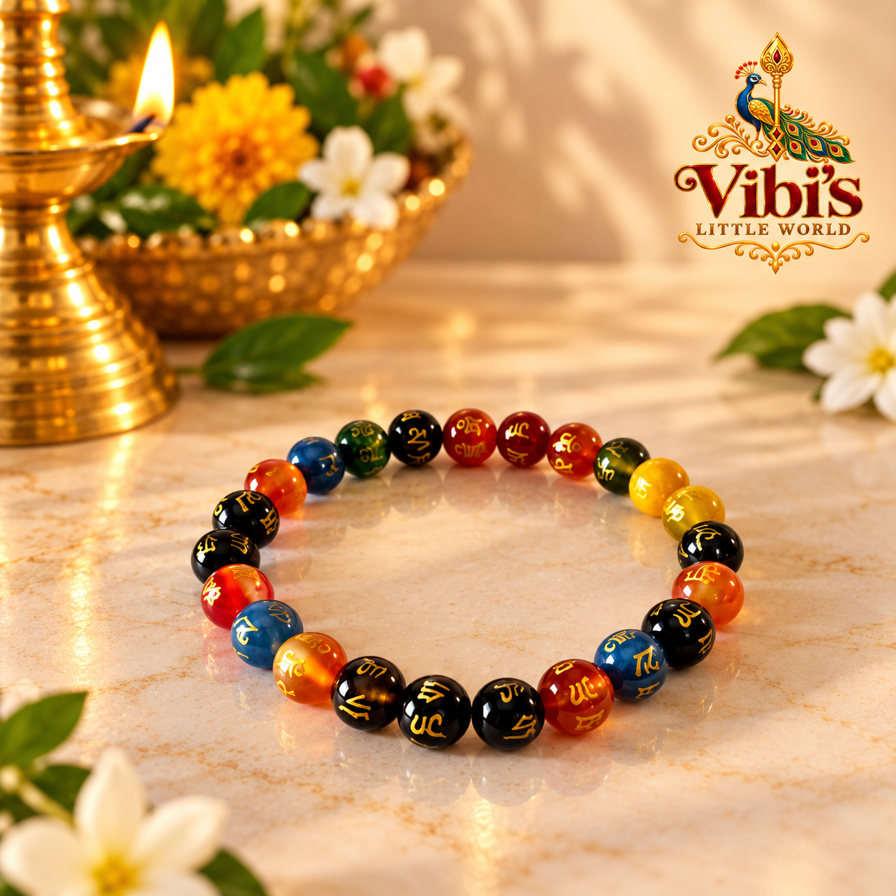 Multi Stone OM Mani Bracelet (Certified)