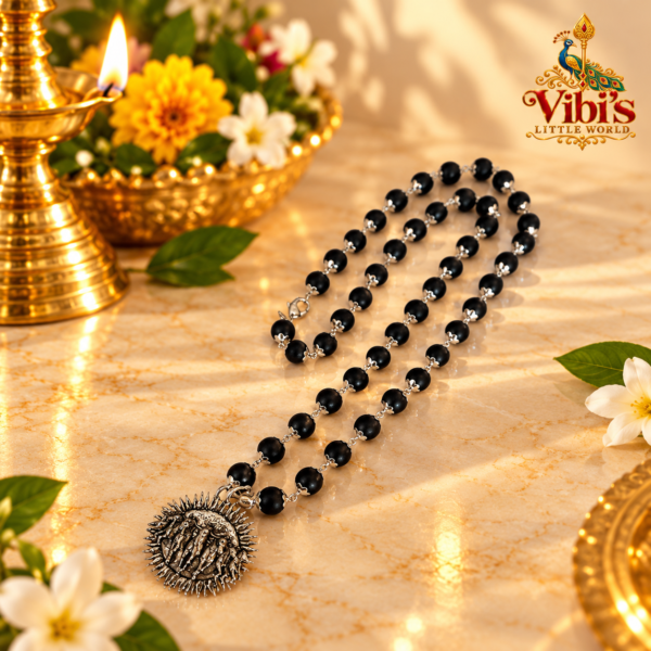 Ebony Karungali Mala With 7 Horse Locket [8mm] [Certified]