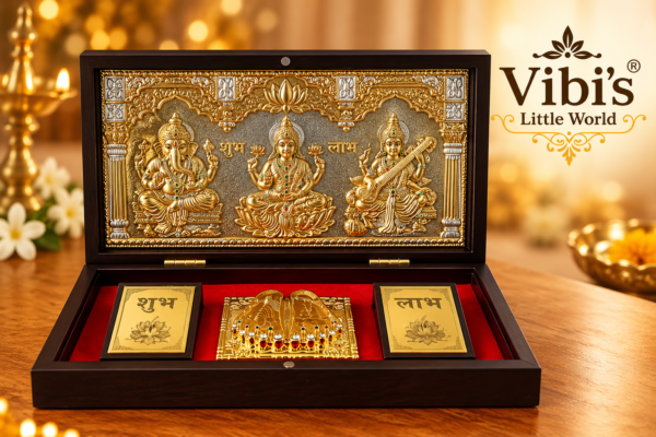 Lakshmi Ganapati Saraswati Premium Paadham Gift Set [Rectangle box]